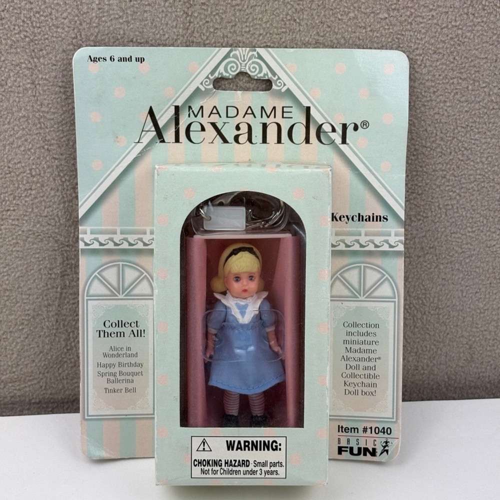 NIB Madame Alexander Alice in Wonderland Mini Doll Keychain‎ Eyes Work Collect